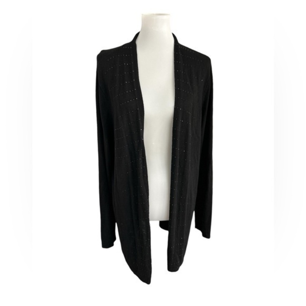 J.Jill open front wool blend sparkly black rhinestone cardigan long sweater